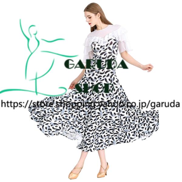 Garuda SHOP　社交ダンス衣装レディース　ダンスレッスン練習ロングワンピース　競技会試合ドレス　スタンダードドレス　練習ドレス　品番8134