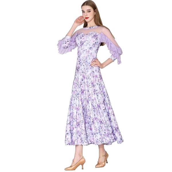 ストレッチ素材で動きやすく、発表会、競技、練習などにおすすめのレディースモダン社交ダンス衣装です。伸縮性がありとても着心地が良いワンランク上の生地を使用しています。女性ラテンダンスドレスサルサ、サンバ、ルンバ タンゴに向きセクシーな踊りドレ...