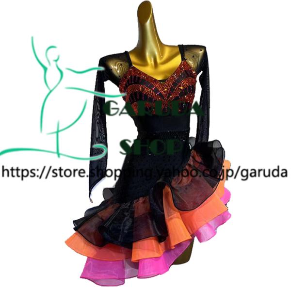 新品★ラテンドレス★ミラー★社交ダンス★競技★パーティー Garuda SHOP 社交ダンス高級衣装 ダンスドレス セミオーダードレス