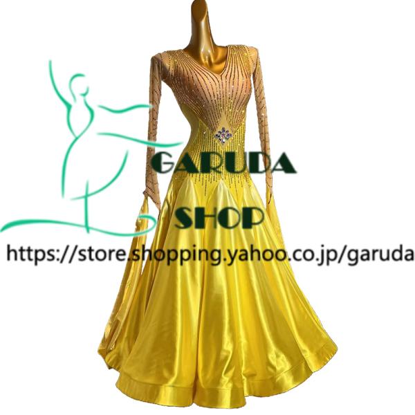 華やかスタンダードドレス✨発表会・競技会・デモにオススメのエレガントデザイン Garuda SHOP レディース社交ダンスドレス モダン競技ドレス