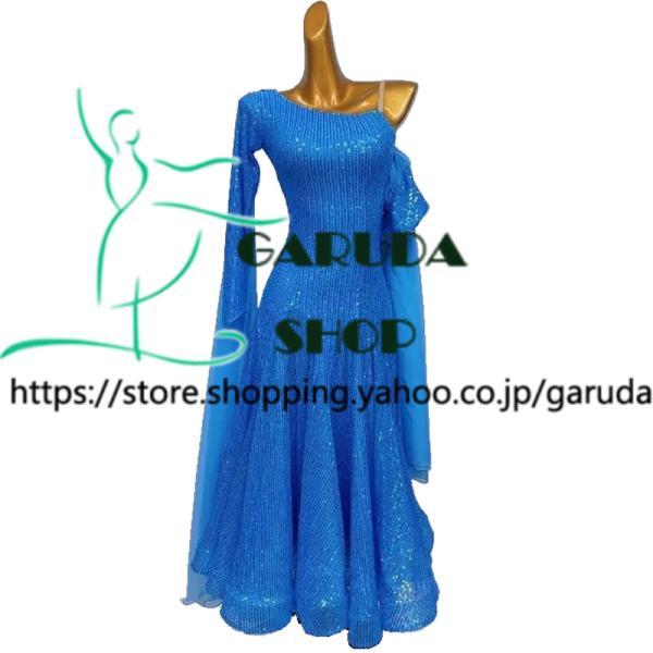 Garuda SHOP　レディース社交ダンス衣装　モダンドレス　パーティードレス　ダンス練習ドレス　大きいサイズ　スタンダードドレス　セミオーダー可　品番8702