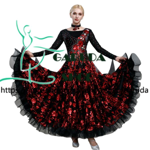 Garuda SHOP 社交ダンス衣装女性モダンドレス 発表会ワルツ
