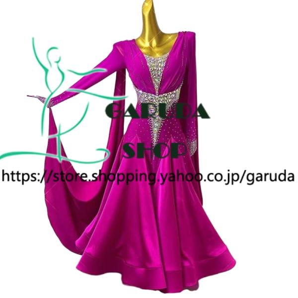 Garuda SHOP　レディース社交ダンス衣装　競技ドレス　モダンドレス高級ドレス　発表会用演出服　 高級服　セミオーダー可　スタンダードドレス　品番9235