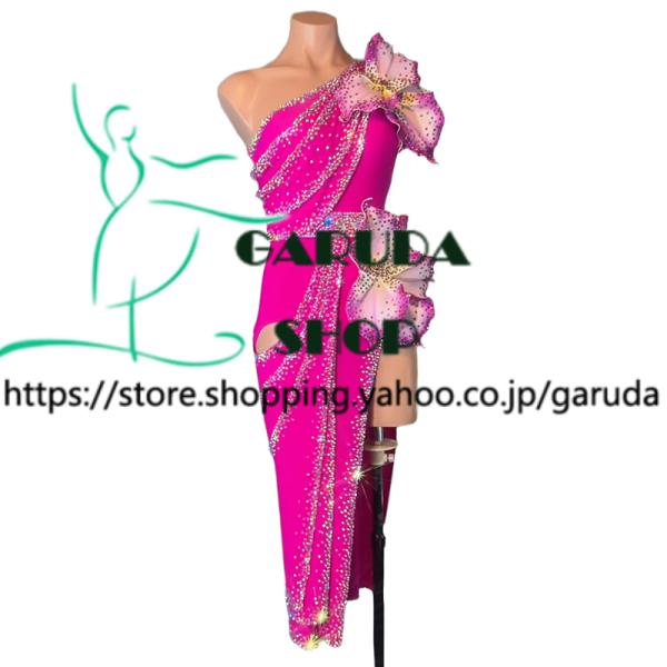 Garuda SHOP　社交ダンス高級衣装　セミオーダードレス　ラテン競技高級ドレス パーティードレス　社交ダンス衣装ラテン　 社交ダンス衣装ルンバ 　品番9409