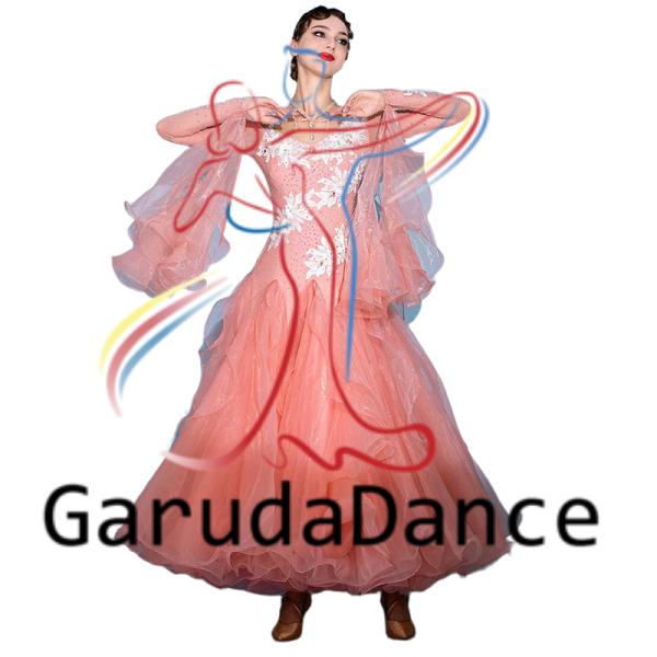 Garuda SHOP　社交ダンス衣装 女性モダンドレス　発表会ワルツドレス　モダン競技試合ワンピース　スタンダードドレス　 品番9598