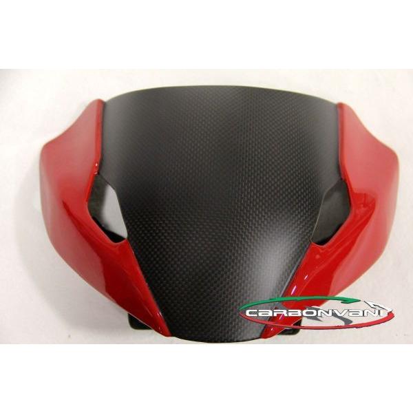 モンスター 821/1200用：ヘッドライトフェアリング レッド： カーボン