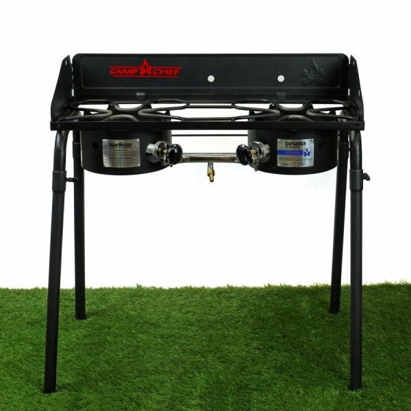 コンパクトバーベキューコンロ 2バーナー アウトドアバーベキューコンロ OD 缶対応 強火力 7kW 2 口