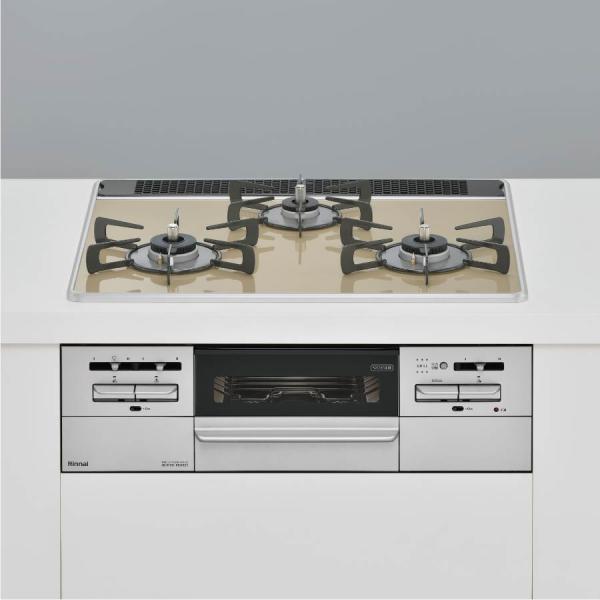 リンナイ RS31W27P14DGVW グリル付ガスビルトイン 3口 コンロ 52-6757 カフェベージュ　パールクリスタル gaskigu_rs31w35p42dgavw