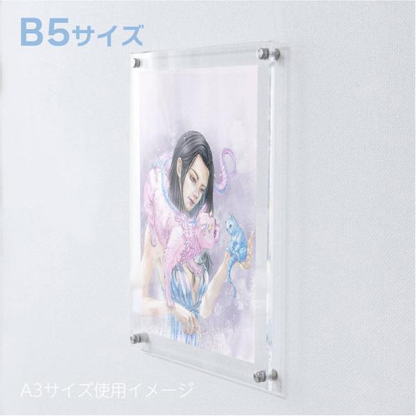 ポスター用アクリルフレーム B5サイズ 紫外線 UV パネル 絵画 写真 作品展示 展示会 販促 透明 高級感 クリア 内装 サインナット 壁打ち ウォール 額装 額縁