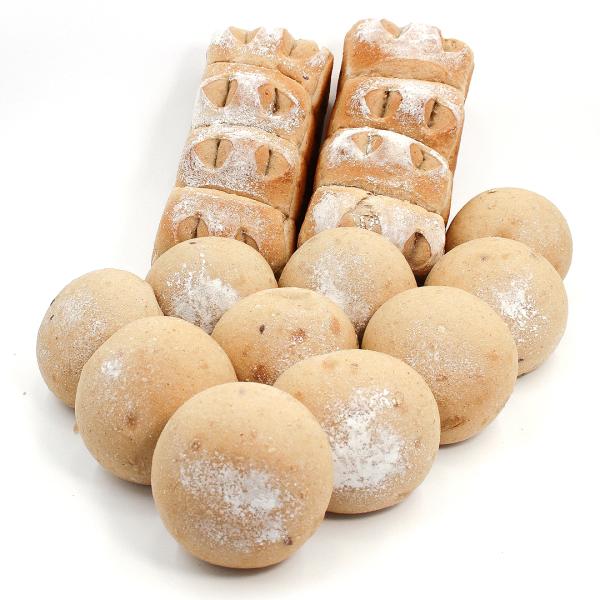 もちもち米粉パン マルチシリアル セット - グルテン50%オフ・完全無添加で、ヘルシーなゆるグルテンフリー生活をサポート当セットは、2種類12個入りのモチモチ米粉パンで、食卓に幸せを運びます。【２つの異なるパンの楽しみ】ホテル食パン型（2...