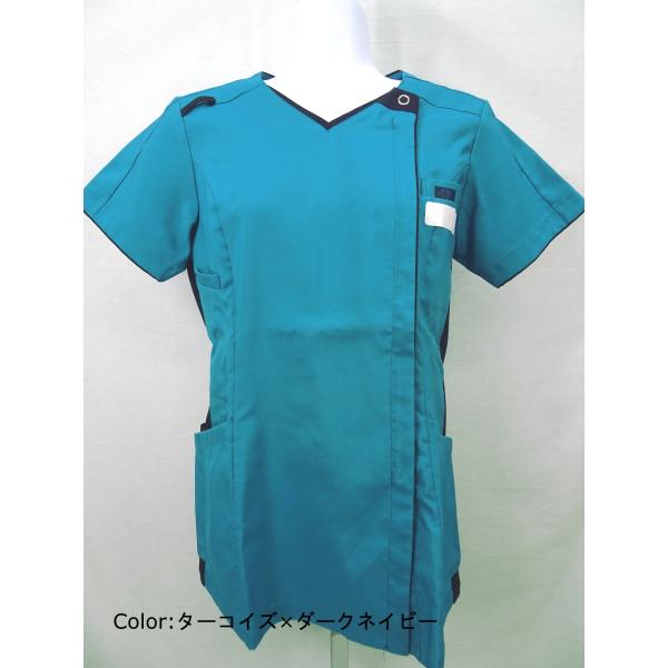 ●メーカー：FOLK●品番：7050SC-11●商品名：レディスニットスクラブ【中古】●カラー：ターコイズ×ダークネイビー●サイズ :   ・SS(着丈:65 肩幅:37 胸囲:94 袖丈:18)・S(着丈:65 肩幅:39 胸囲:94 袖...