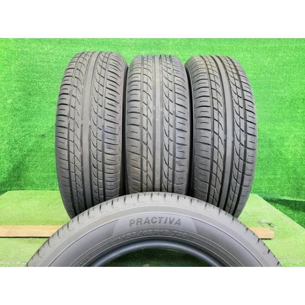 国産PRACTIVA 155/65R13 2022年製夏タイヤ アルミ付き４本セット イエローハット 夏タイヤ 4本セット PRACTIVA 155/65R13 2025年 8分山