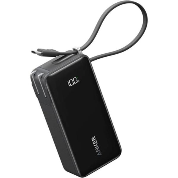 アンカー モバイルバッテリー 大容量 小型 Anker Power Bank (10000mAh, Fusion, Built-In USB-C ケーブル) ブラック 緊急 停電 防災