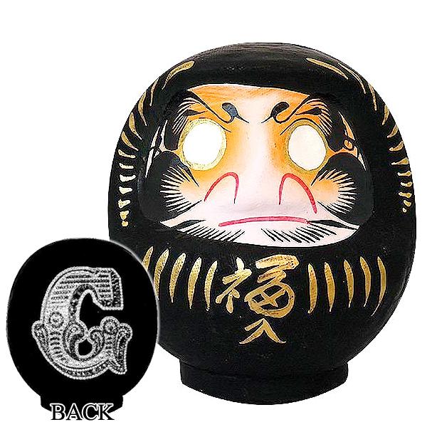 おしゃれ だるま 黒 ブラック 金 スワロフスキー アルファベット
