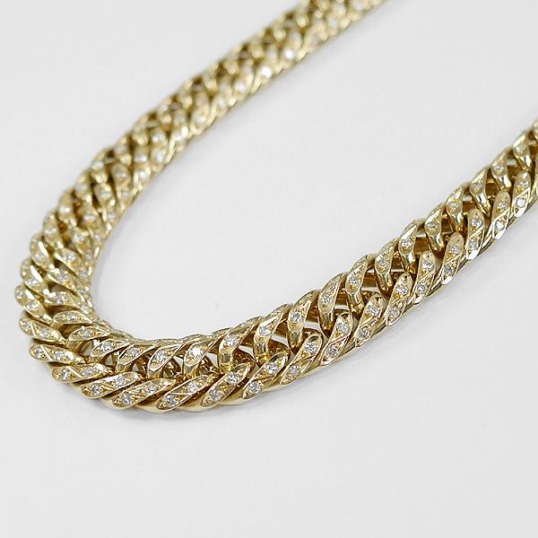 通常便なら送料無料 喜平ネックレス 18金 100g 60cm ダイヤモンド 喜平 6面 ダブル K18 新品 ネックレス ダイヤ Yg チェーン 天然 キヘイ メンズ 18k