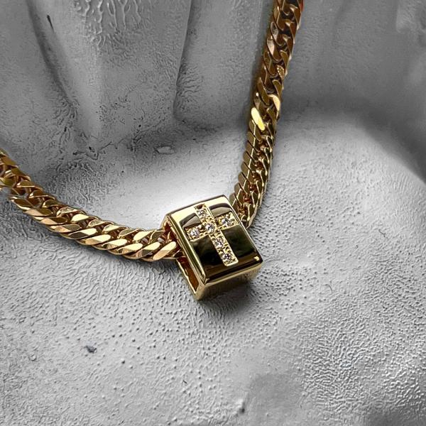 18金 ダイヤモンド　喜平　ビーズ　ネックレス G-BALLER / ジーボーラー】K18 喜平ビーズ ダイヤ クロス 喜平