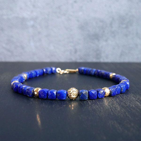 G-BALLER / ジーボーラー】K18 ラピスラズリ ビーズブレスレット 18金