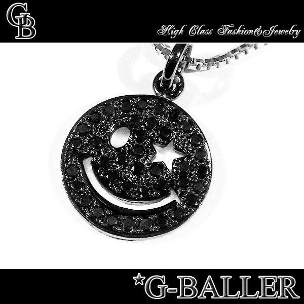 G-BALLER / ジーボーラー】K18 スマイル ネックレス ブラックダイヤ 