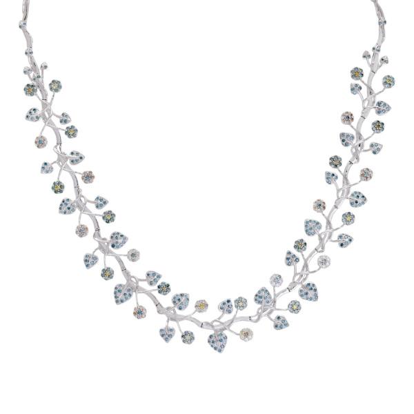 K18ホワイトゴールド トリーテッドダイヤモンド ネックレス : ジェム