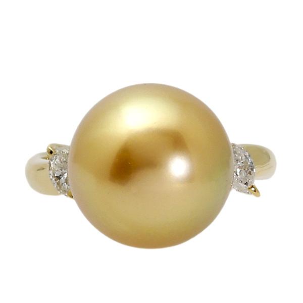 K18YG イエローゴールド 白蝶パール ダイヤモンド パール リング