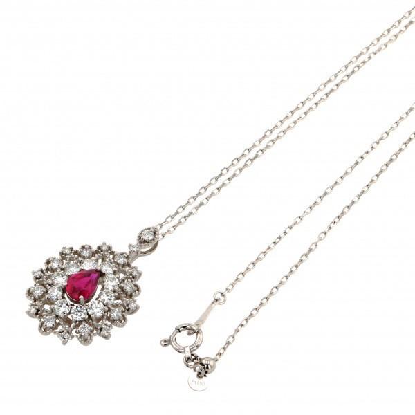 PT850 ルビー ダイヤモンド ネックレス : ジェムキャッスルゆきざき