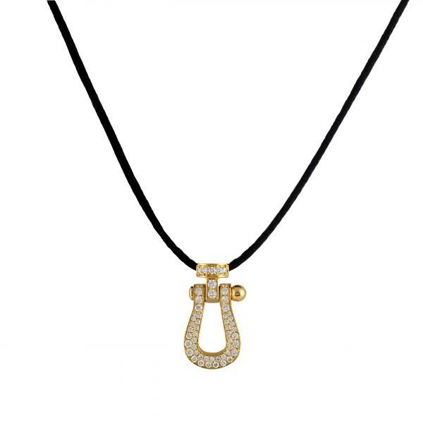 フレッド フォース10 LM フルダイヤ ブラックサテンコード K18イエロー