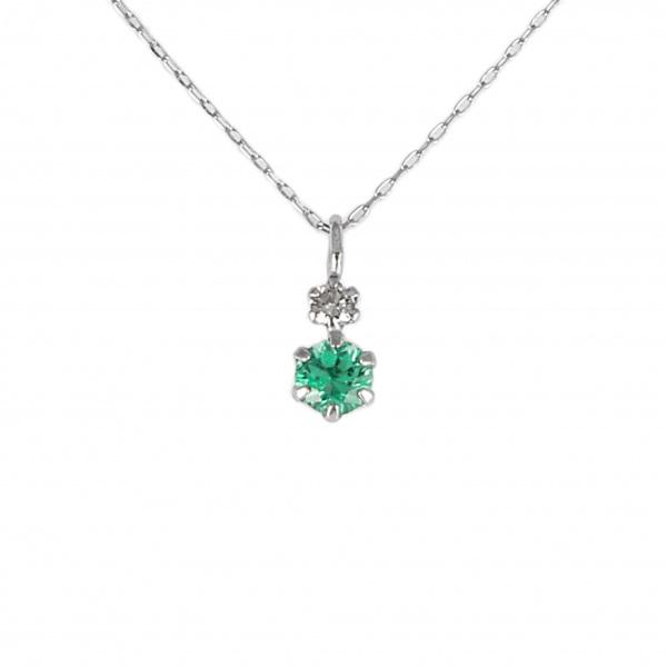 Pt900 エメラルド ダイヤモンド ペンダント PT900 エメラルド ダイヤモンド ネックレス : ジェムキャッスルゆき