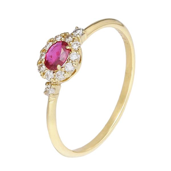 K18ルビー ダイヤ指輪 K18 ルビー・ダイヤモンド 指輪 9号 5石 ライン 新品仕上げ済み