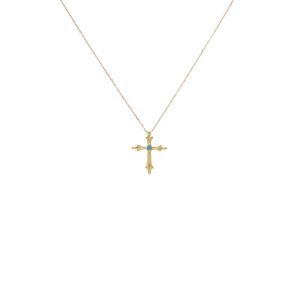 K18YG イエローゴールド ブルーダイヤ クロス ネックレス : ジェム