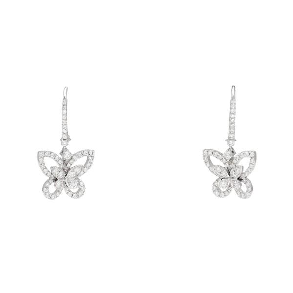 グラフ バタフライシルエット ダイヤモンド ドロップ ピアス K18WG