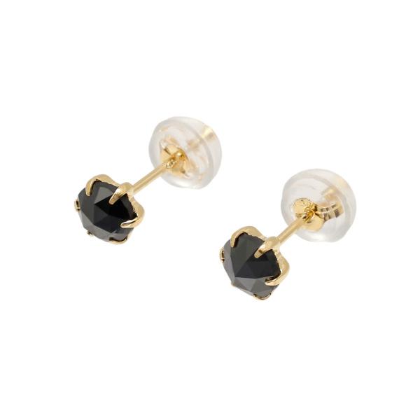 K18イエローゴールド ブラックダイヤ ピアス : ジェムキャッスルゆき