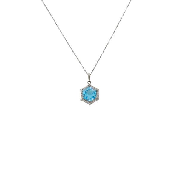 プラチナ950 プラチナ850 ブルートパーズ ダイヤモンド ネックレス 
