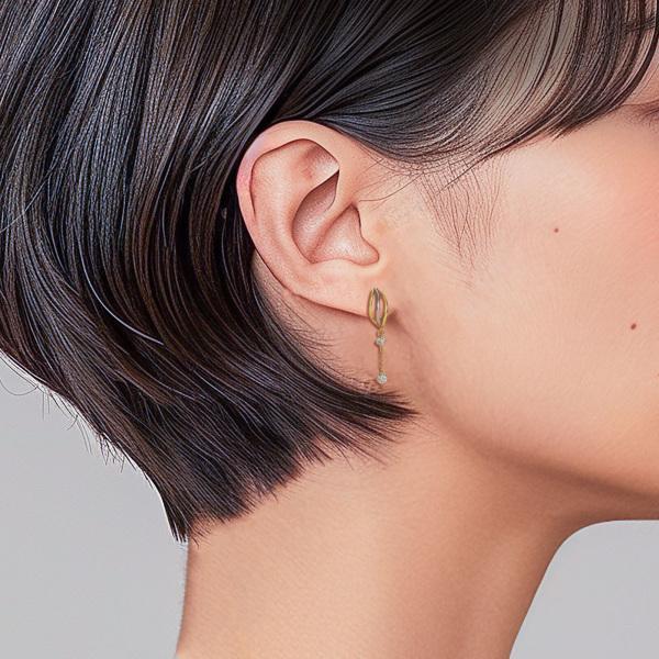 K18／プラチナ900 ダイヤモンピアス　ミリマム プラチナ900 K18イエローゴールド ダイヤモンド ピアス : ジェム
