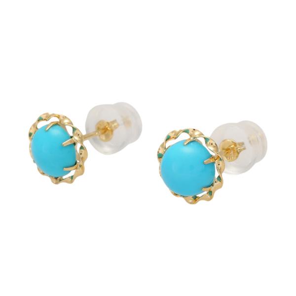 トルコ石　フックピアス　両耳用　K18 トルコ石 フックピアス 両耳用 K18 トルコ石 ターコイズ フック
