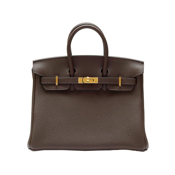 HERMES エルメス バーキン 25 トゴ エベンヌ イエローゴールド金具 B