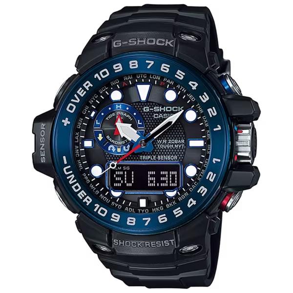 カシオジーショック 美品 GULFMASTER 腕時計 アナログ 黒 ■SM0 極美品 箱説タグ付 G-SHOCK GWN-1000C ガルフマスター 電波 カシオジー