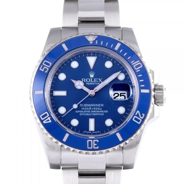 完了しました、プチマル サブマリーナー ロレックス ROLEX デイト 116619LB ブルー/ドット文字