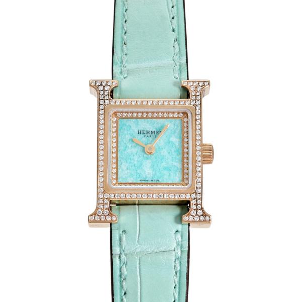 HERMES エルメス Hウォッチ HH1.174 ターコイズブルー文字盤