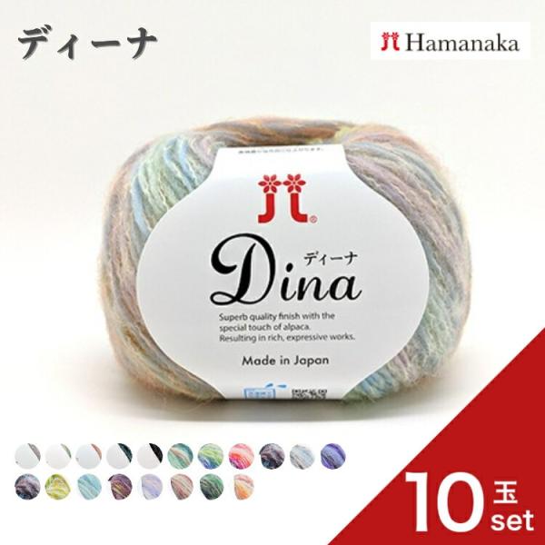 10玉セット  毛糸 Hamanaka ハマナカ ディーナ 毛糸 編み物 手編み かぎ針編み 毛糸セット 初心者向け毛糸 通販 おしゃれ 毛糸 詰め合わせ 爆買い