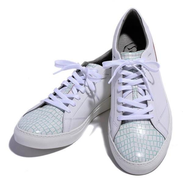 レザー スニーカー クロコ 型押し ホワイトライン グリーン スムース ホワイト大人 人気 メンズ シューズ ウエアライト ソール バジョルゴ Bajolugo B1 1 1612 06 Gct Yahoo ショップ 通販 Yahoo ショッピング