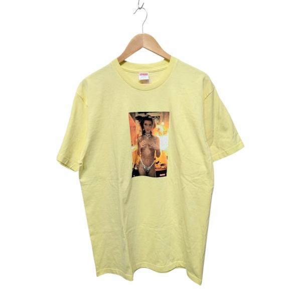 美品 SUPREME Supreme シュプリーム ナン・ゴールディン 18SS Nan Goldin Kim in Rhinestone Tee Tシャツ イエロー サイズ L