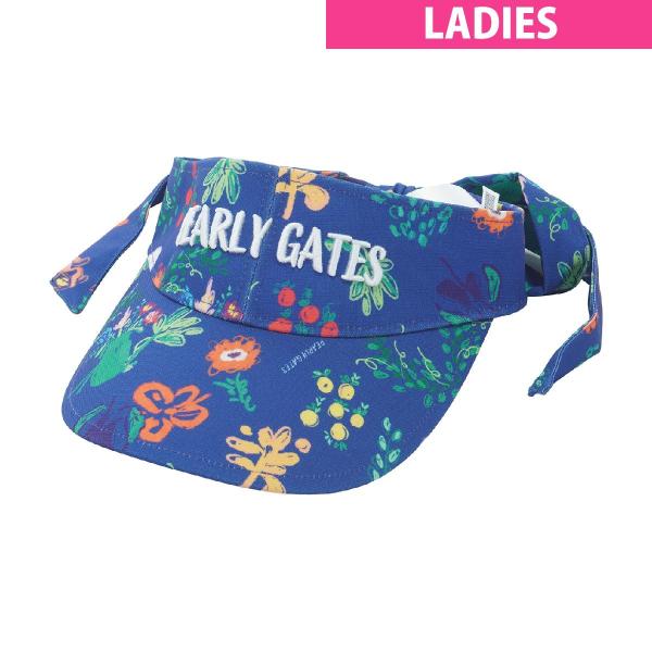 PEARL YGATESのサンバイザー 花柄 PEARLY GATES（パーリーゲイツ） ビオ花柄つば広サンバイザー レディス