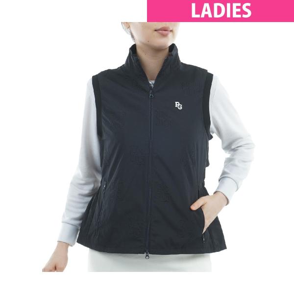 PEARLY GATES（パーリーゲイツ） ロゴ柄刺繍布帛ベスト レディス