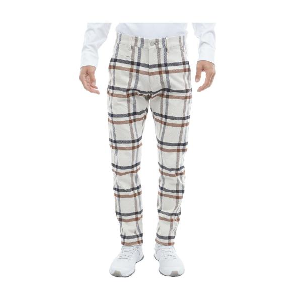 美品 パーリーゲイツ コットン ストレッチ カルゼ チェック ロゴ パンツ PEARLY GATES パーリーゲイツ ストレッチカルゼ チェック柄