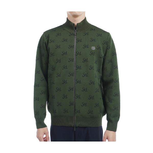 セントアンドリュース ロゴ入　 ジャケット　ブルゾン　ニット　 M セント・アンドリュース St ANDREWS STAロゴジャカード ニットブルゾン