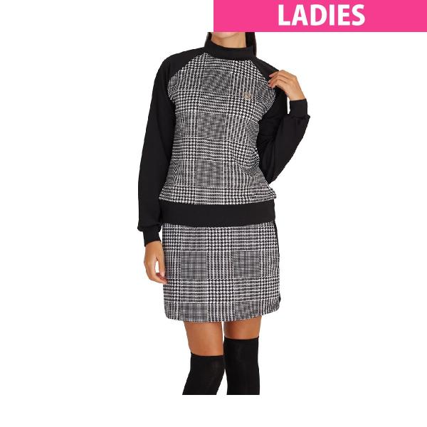 DELSOL GOLF デルソルゴルフ　セットアップ　シャツ　スカート 総柄　M デルソルゴルフ DELSOL GOLF ポンチ グレンチェック柄長袖