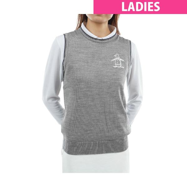 マンシングウェア Munsingwear ペンギン柄インターシャニットベスト レディス