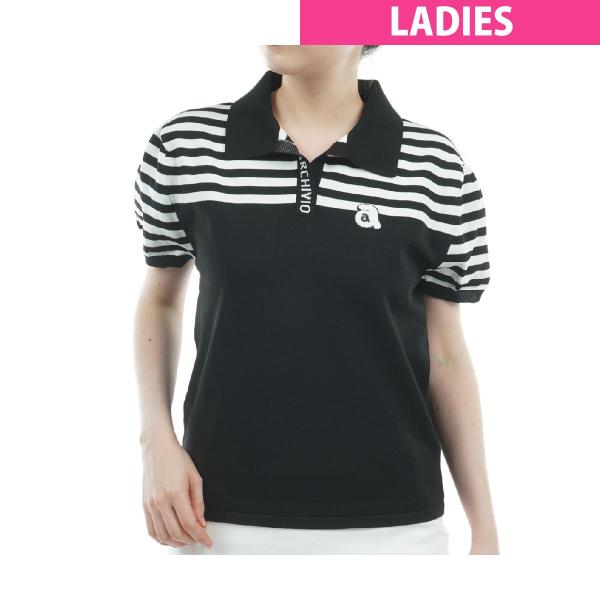 アルチビオ　archivio　ボーダー切替ニット半袖シャツ　レディス archivio（アルチビオ） ボーダー切替ニット半袖シャツ レディス : GDO