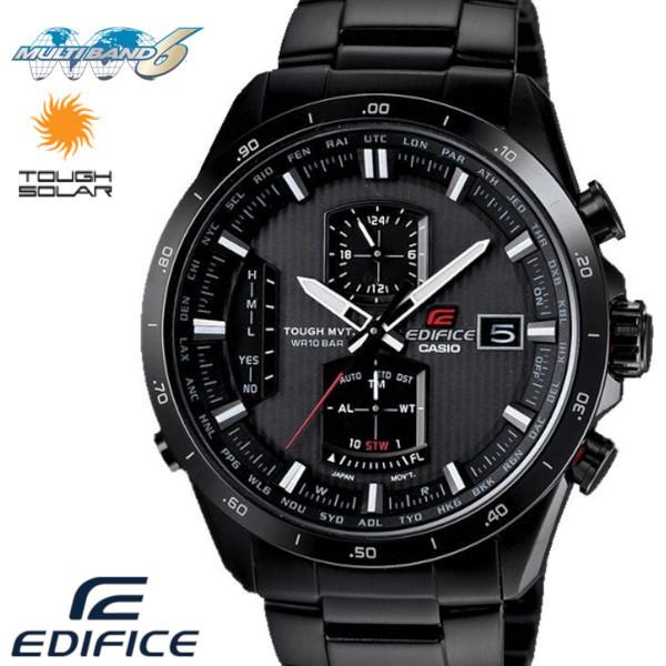【訳あり】CASIO EDIFICE エディフィス 電波 ソーラー メンズ 腕時計 うでどけい EQW-A1110DC-1A ブラック メタルバンド  クロノグラフ