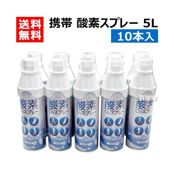 携帯 酸素スプレー 5L 10本入 酸素缶 日本製 : ヒラキショウジ